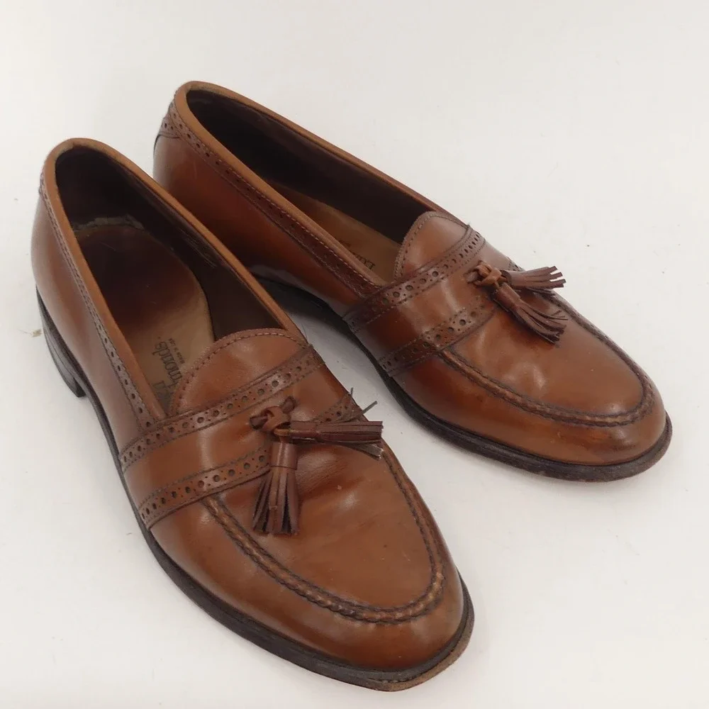 Allen‎ Edmonds Harvard Brown Leather Brogue Tassel Loafers Men's Size 10 C